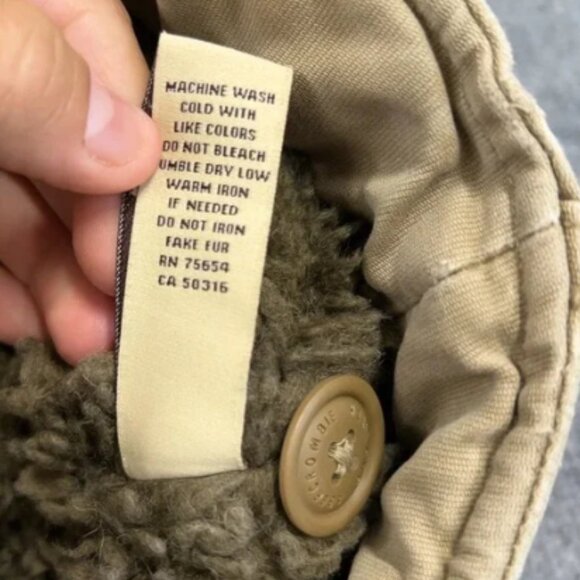 VTG Y2K Abercrombie & Fitch Khaki Tan Faux Fur Lined Adirondack Jacket Size S - Picture 6 of 7